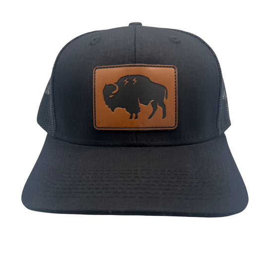 Wild Buffalo Outfitters All Black "The Original" Curved Billed Western Snapback in Front View