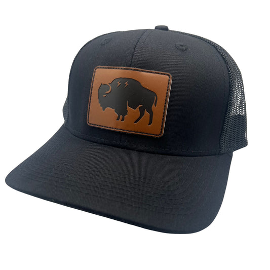 Front View Wild Buffalo Outfitters All Black "The Original" Curved Billed Western Snapback
