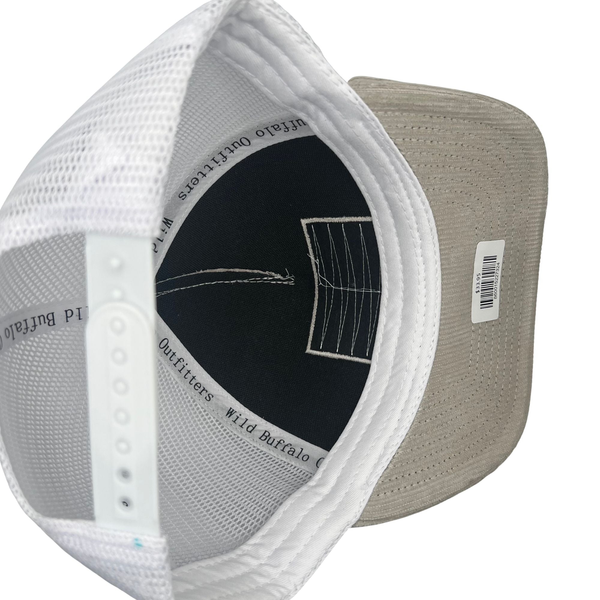 Wild Buffalo Outfitters Khaki Corduroy Trucker Hat with Buffalo Patch