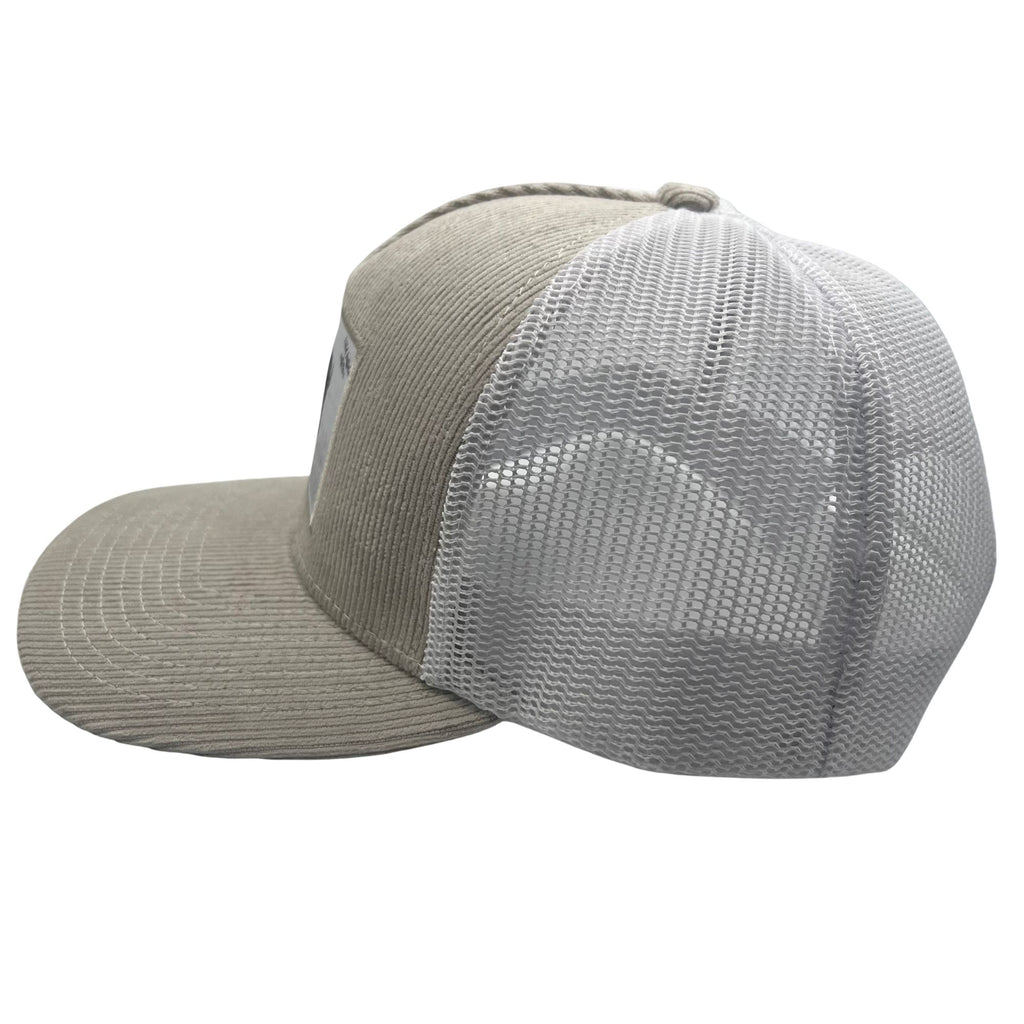 Wild Buffalo Outfitters Khaki Corduroy Trucker Hat with Buffalo Patch