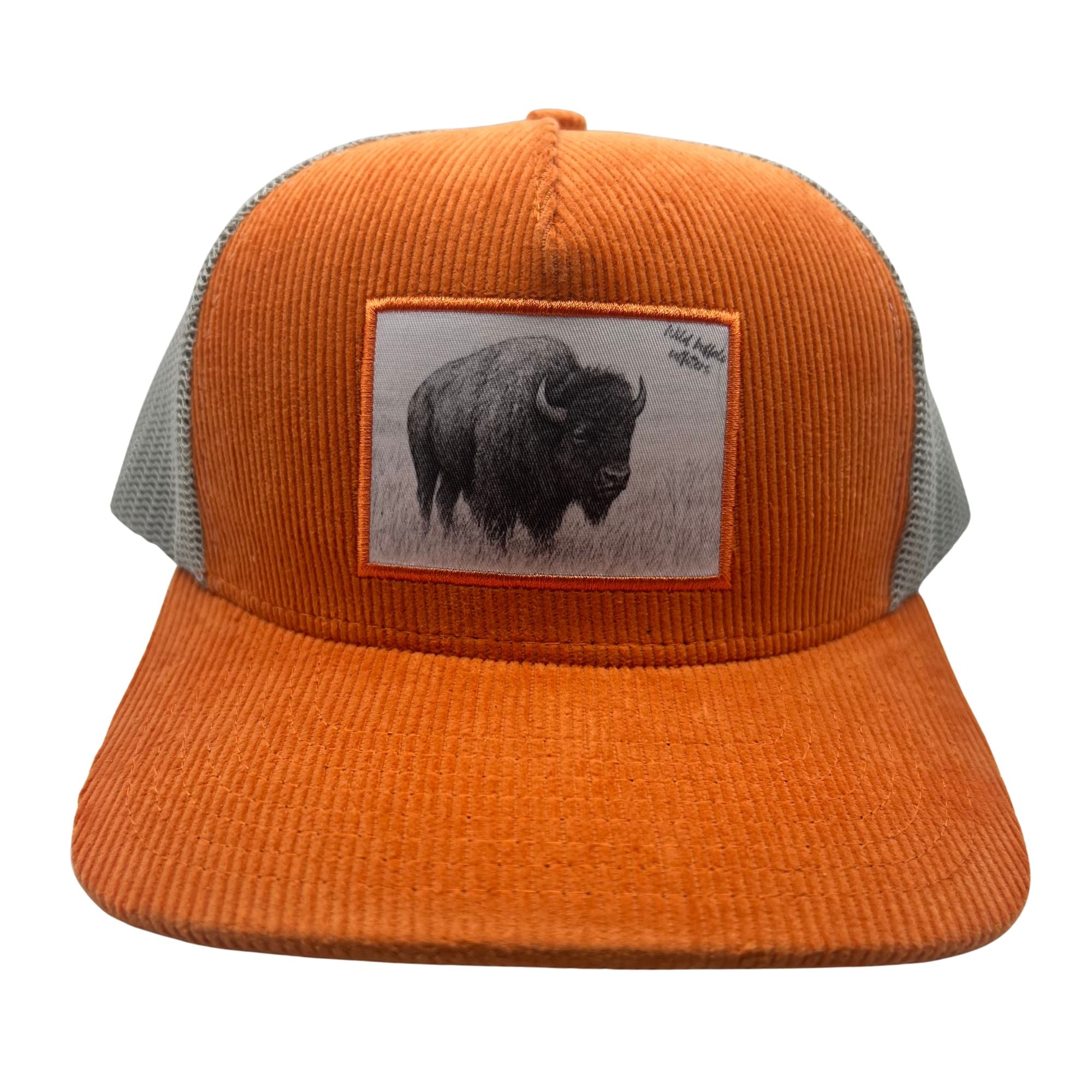 Wild Buffalo Outfitters Orange Corduroy Buffalo Trucker Hat