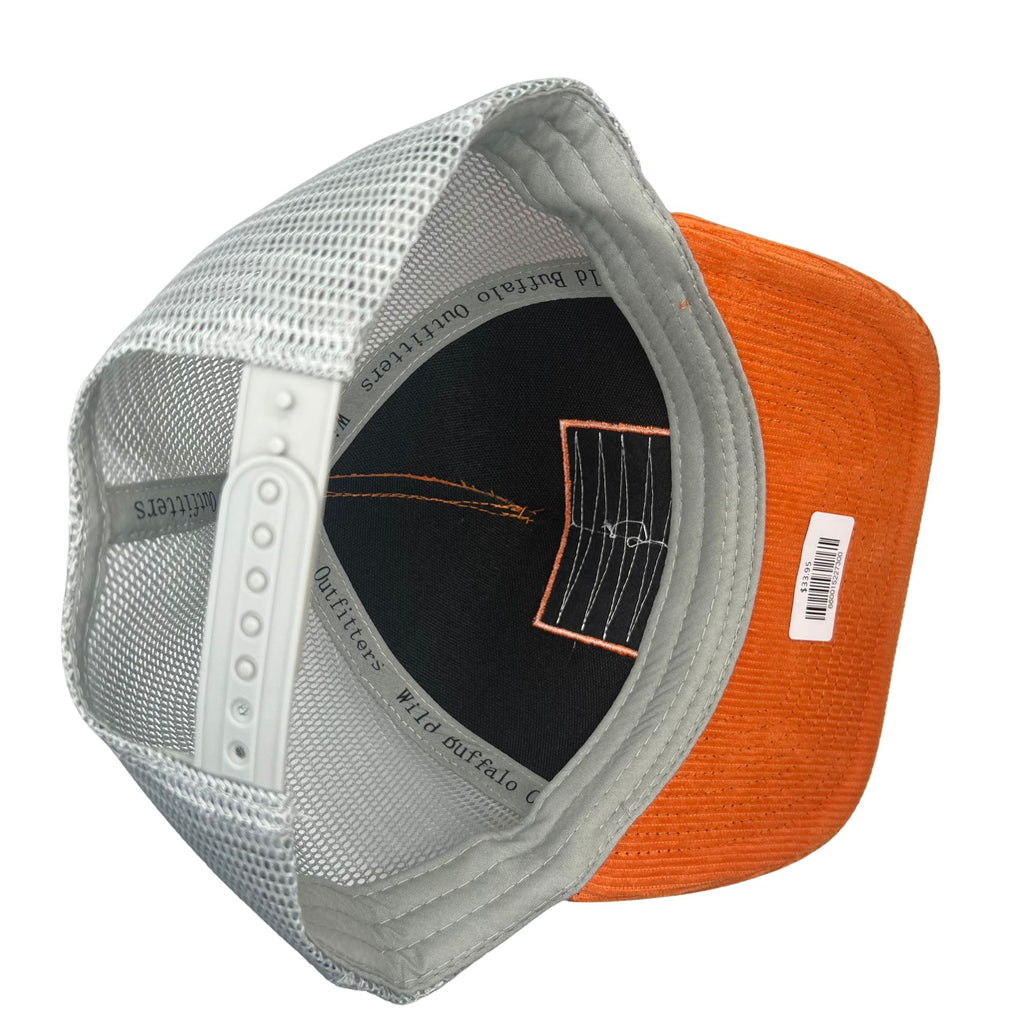 Wild Buffalo Outfitters Orange Corduroy Buffalo Trucker Hat